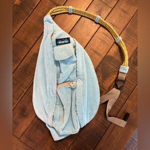 Kavu Original Size Rope Sling Bag, Light Bright Blue Corduroy